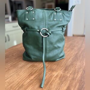 Large Green Leather Hobo Bag